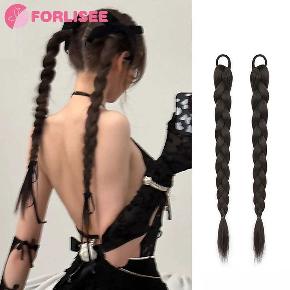 FORLISEE synthetic wig braid natural spicy girl braid fried dough twisted long braid can be tied high ponytail boxing braid W240817