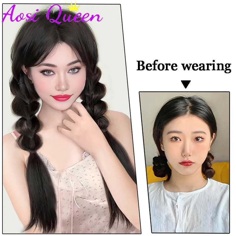 AOSI ponytail wig womens cartoon feeling bubble braid double ponytail rubber band ponytail W240817