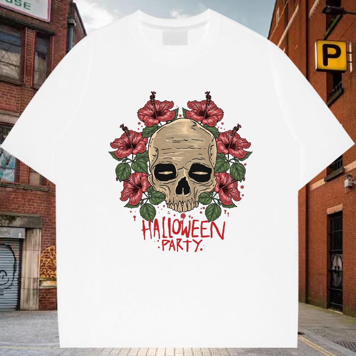 High Quality T-Shirts skull Breathable Short Sleeve Daily Wear Graphic 230g 100% Cotton Men Tops Tees 2024 Designer Tshirts