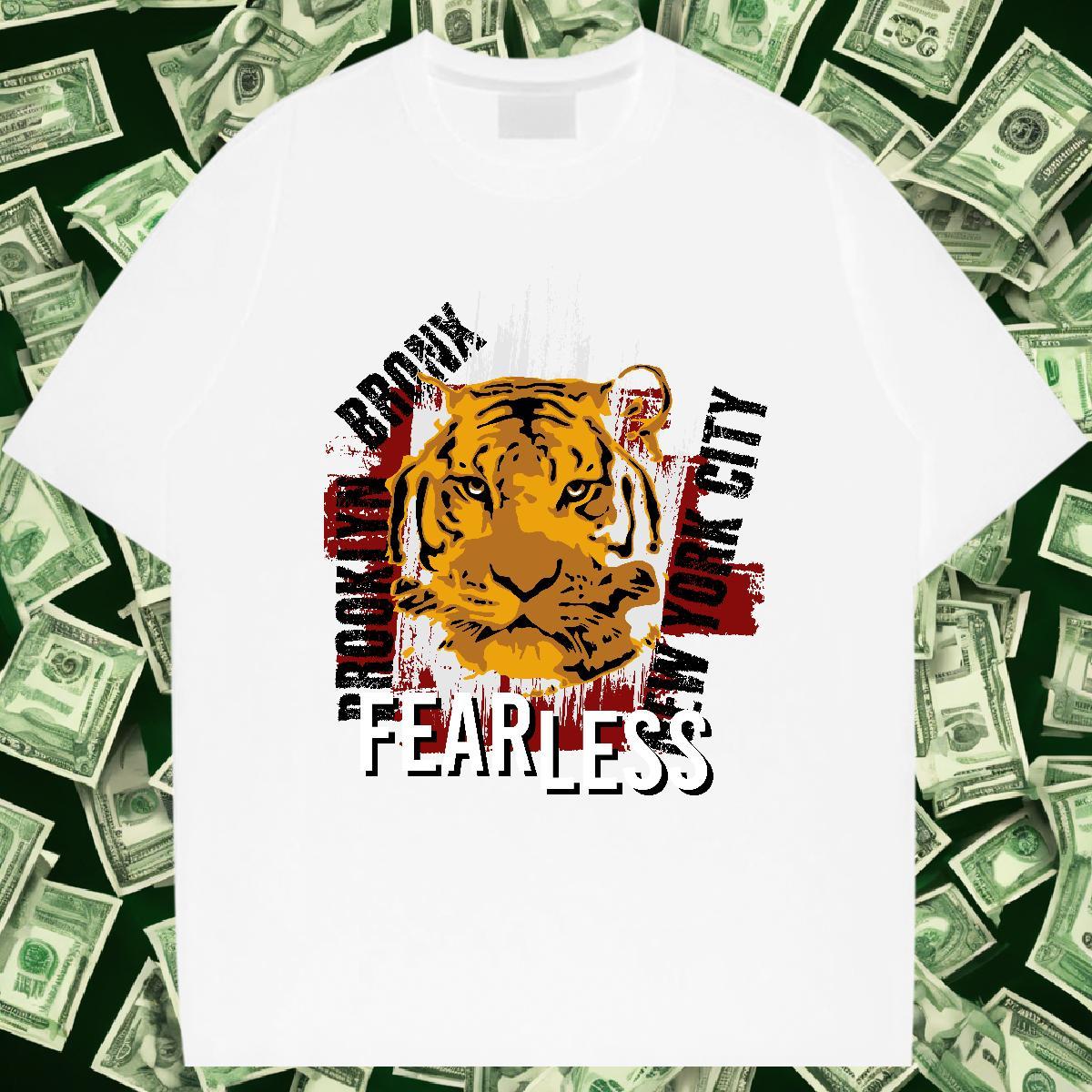 Wholesale Mens Tshirts Home Outdoor 230g Cotton Custom Anime Round Neck Short Sleeve tiger Men T Shirts Fashion Casual Top Tees