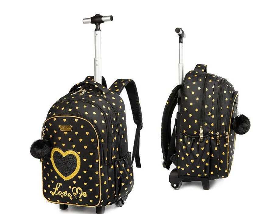 kids Rolling backpack for boy School trolley bag set lunch bag Children school wheeled backpack for girls school bag with wheels Y240820