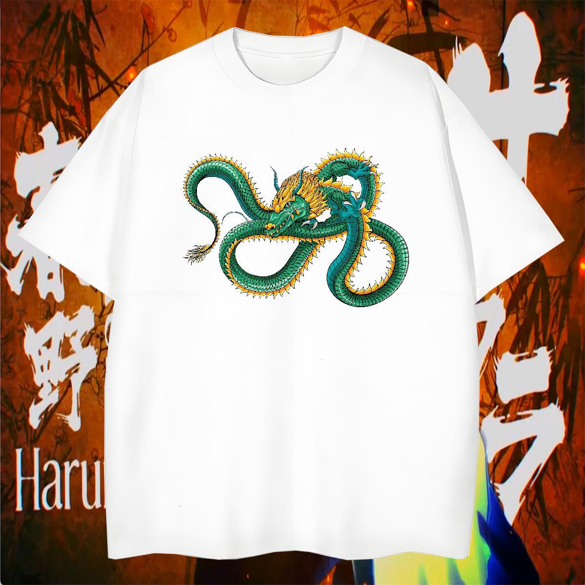 Men T Shirts 230g Cotton dragon Summer Casual O-Neck Short Sleeve Asian Size Men Tops Tees Fashion Design Soft Tshirts