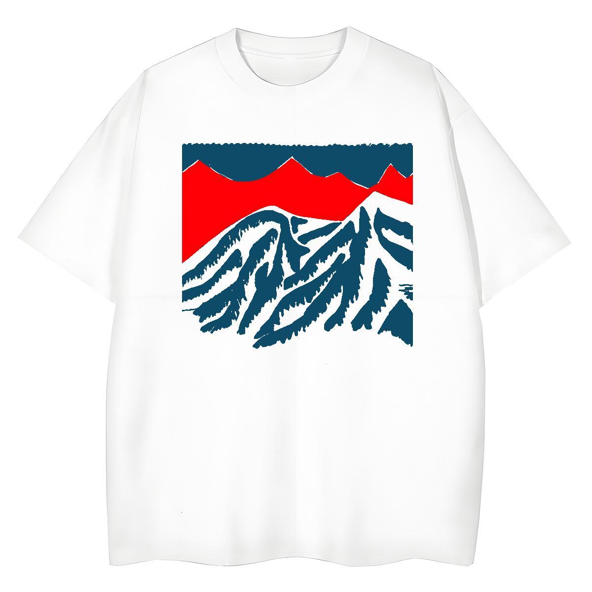 Casual New Tshirt for Man Woman Hip Hop Breathable Short Sleeve Tops Shirt Nice 230g Pure Cotton mountains Oversized T-Shirts for Women