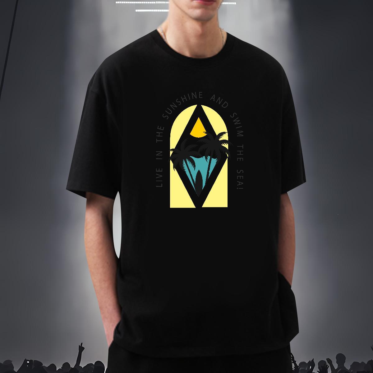 Designer sea 100% Cotton 230g Couples T Shirts Sports Casual Round Neck Short Sleeve T Shirts Men Brand Customized Tops Tees