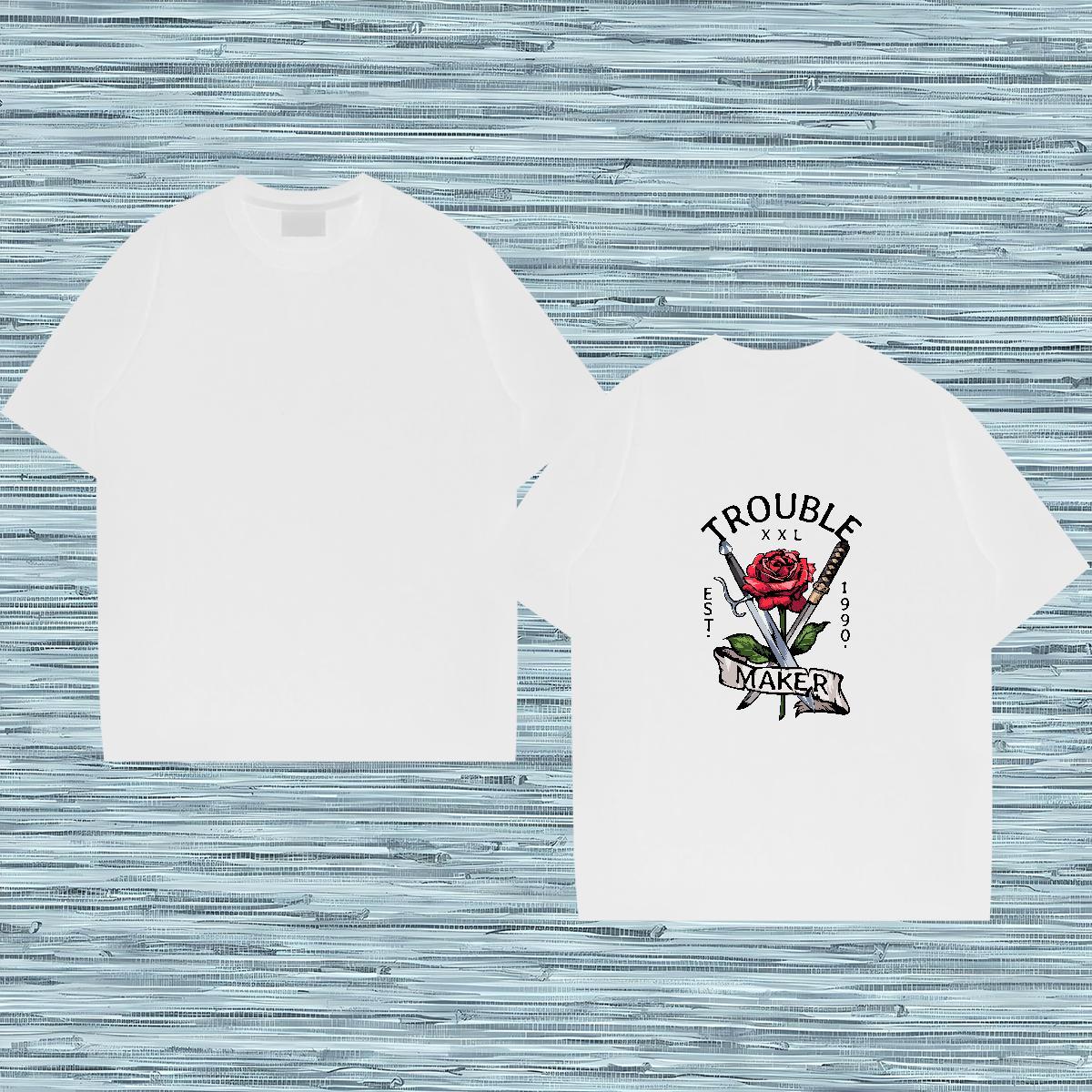 Classic Casual Tshirts flower Street wear Hip Hop 230g 100% Cotton Tops Tees Breathable Cool T-Shirts for Men Custom Big Size