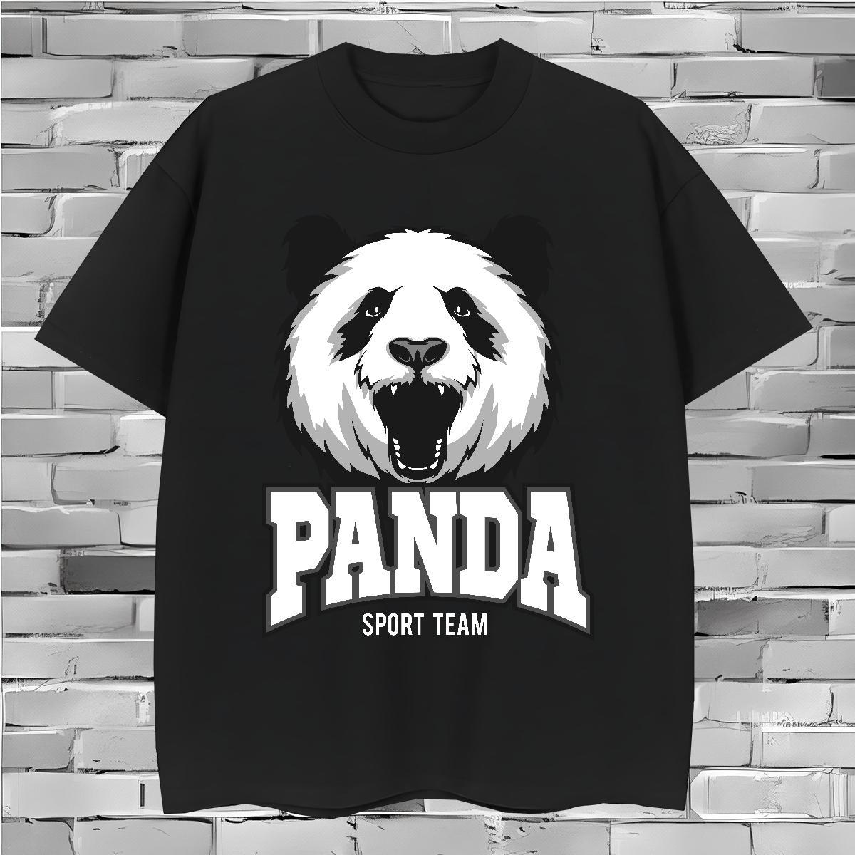 Popular Men T Shirts panda Round Neck Short Sleeve Sports Casual Cartoon Print 230g Cotton Men Tshirts Classic Tops
