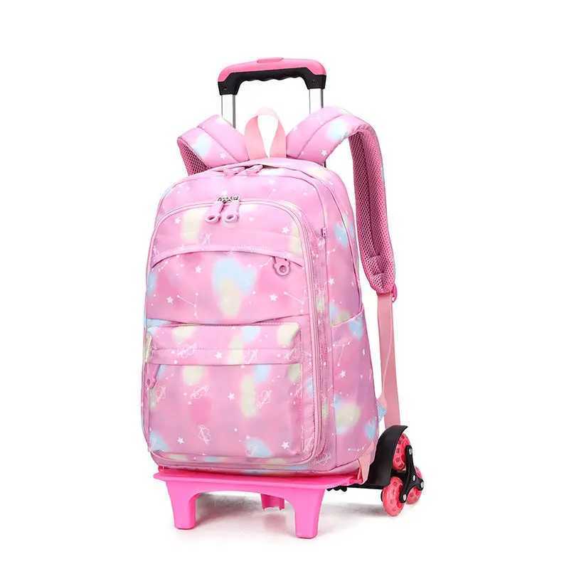 School Rolling Backpack Bag For Girls School Wheeled Backpack Bag Student Book Bag with Wheels Kids Rolling Travel Trolley Bags Y240820