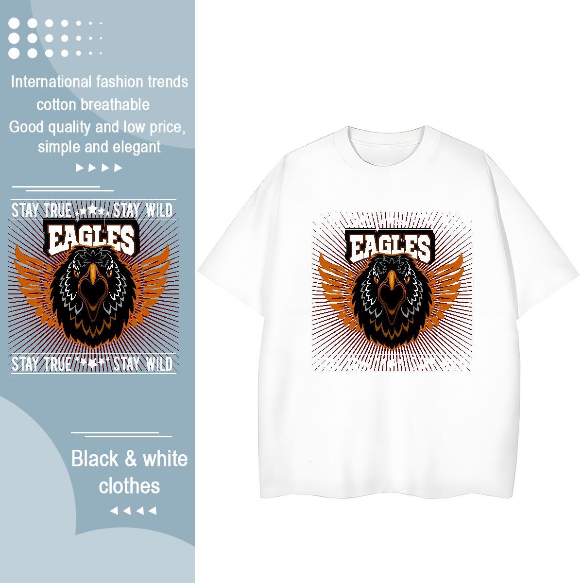 Unisex T-Shirts for Men eagle Crew Neck Sport Oversized 3XL 4XL 230g Cotton Men Clothes T-Shirt DIY Customized Polos