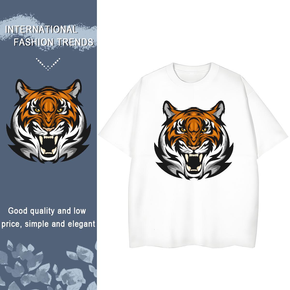 Custom Womens Tshirts Daily Outfit Comfortable Clothings Loose 100% Cotton 230g tiger DIY Anime Printed T-Shirts for Women