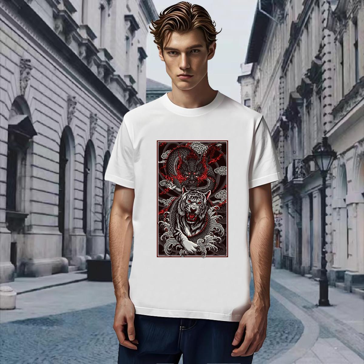 T-Shirts for Men 230g Cotton ferocity Street Casual Round Neck Short Sleeve Custom Print Oversized Tshirts Free Shipping Classic Top Tees