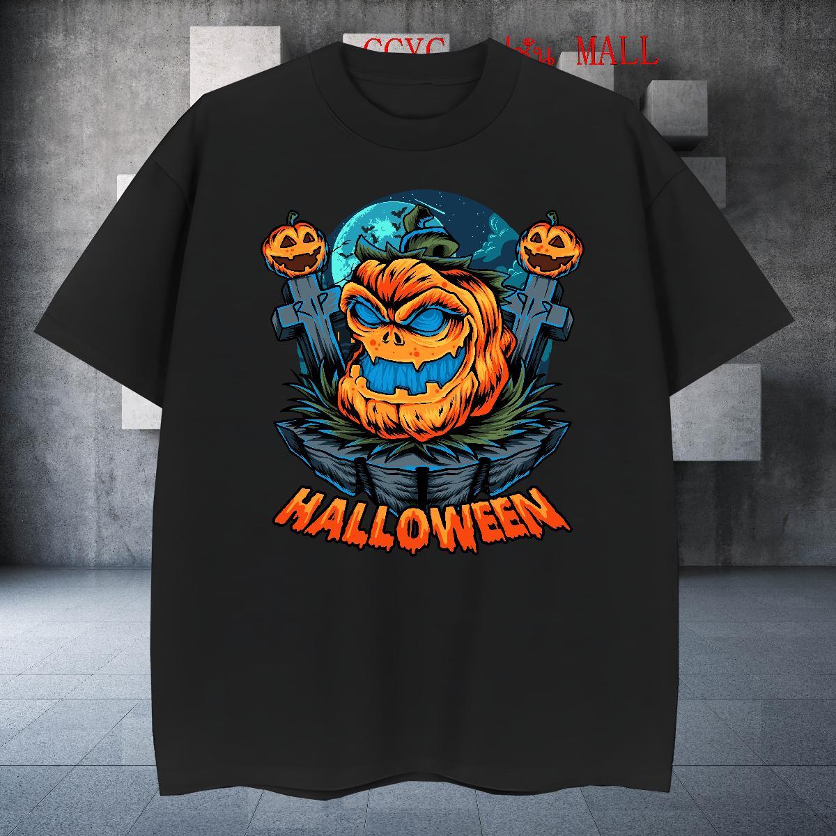Brand T-Shirts halloween Crew Neck Hip Hop Anime Print 230g 100% Cotton Mens Tshirts DIY Customized Tops