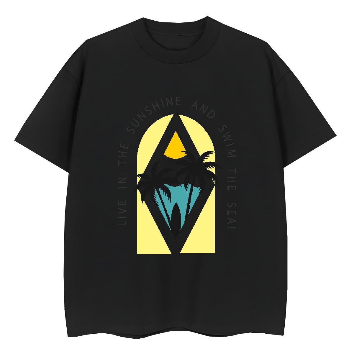 Fashion Womens Tshirts Street Casual Crew Neck Breathable Tee Shirt Unisex 230g 100% Cotton wave Cartoon Print Woman T Shirts
