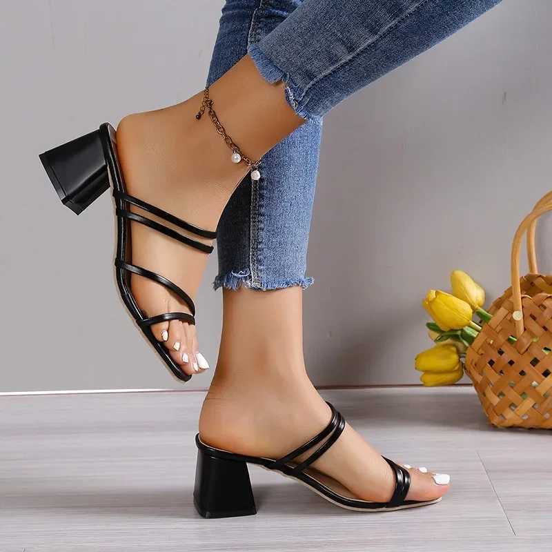 Women High Heel Sandals Summer Casual Female Shoes Woman Square Heel Open Toe Ankle Strap Ladies Sandalias Wedge Shoe 2022 New CL240806