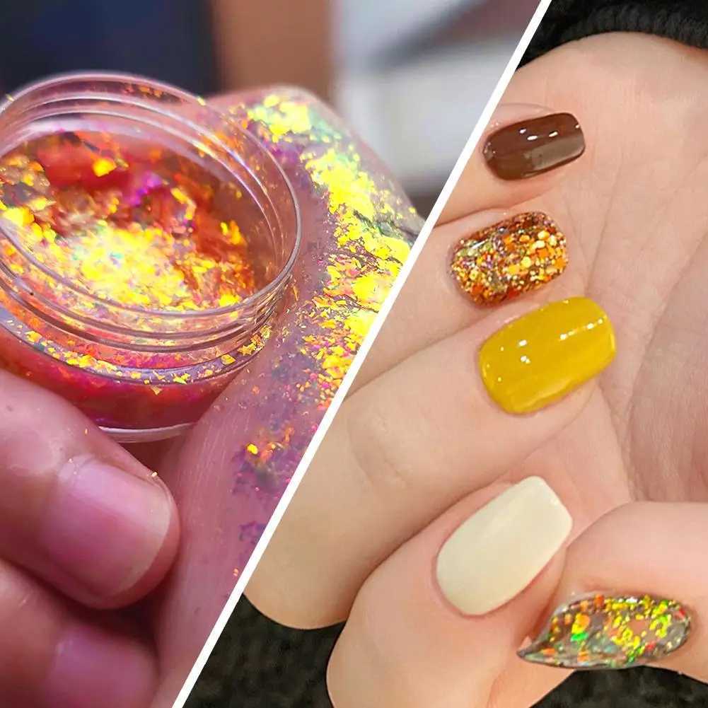 NEW High-shining 1PC Aurora Chameleon Opal Flakes Nail Powder Holographic Mermaid Glitter Sequins Pigment Eye Shadow Color ShiftXJ240815