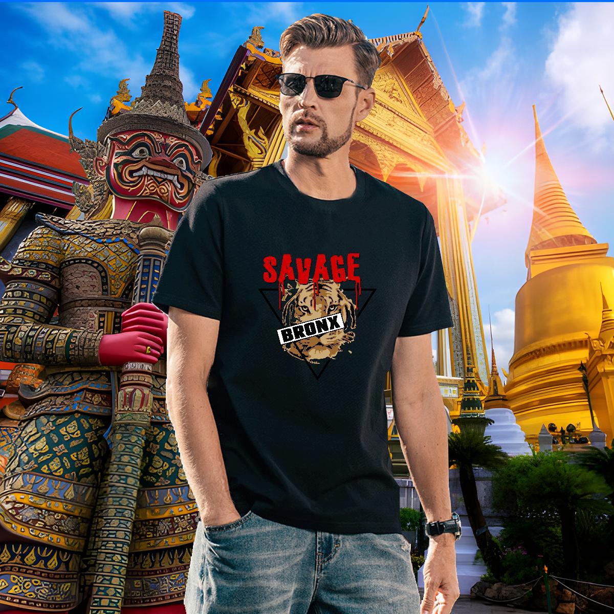 High Quality T shirt tiger Breathable Soft Daily Outfit Cartoon Printing L-4XL 230g Pure Cotton Men Tees Customized Clothes