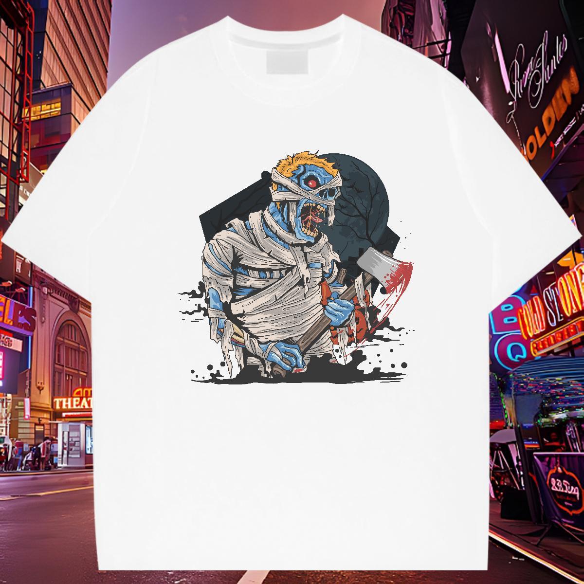 Cool T-Shirts for Men zombie Breathable Crew Neck Hip Hop Custom Big Size 230g Pure Cotton Men Tops Tees Designer Tops Shirt