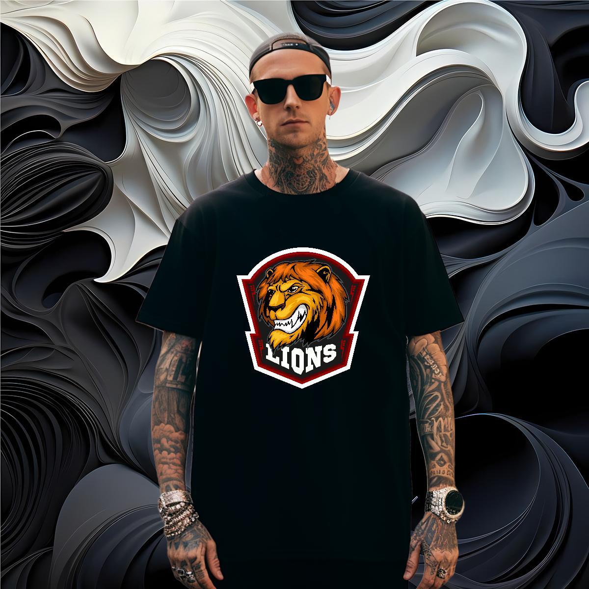 Soft T Shirt For Man lion Round Neck Short Sleeve Summer Casual Black White 100% Cotton 230g Couples T Shirts 2024 DIY Tees