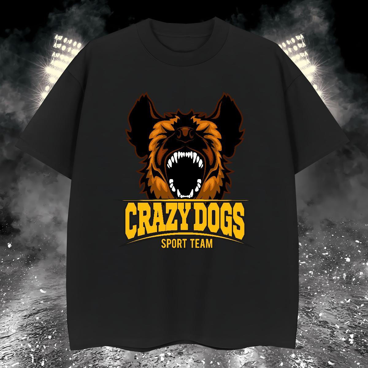 Free Shipping T shirt crazy dog Breathable Street wear Hip Hop Graphic 230g Cotton Men Tshirts Brand Tees Shirts