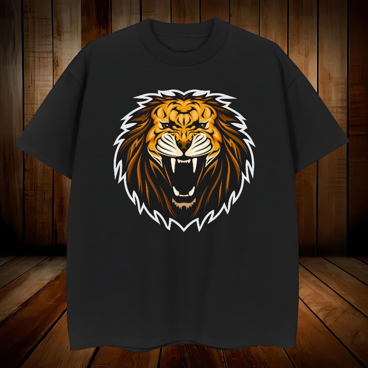 Fashion Men Clothes T-Shirt lion High Street Hip Hop 230g 100% Cotton Tshirts Short Sleeve Soft Comfortable T-Shirts for Men Black White