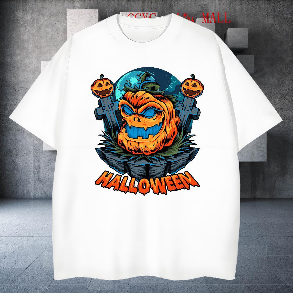 Brand T-Shirts halloween Crew Neck Hip Hop Anime Print 230g 100% Cotton Mens Tshirts DIY Customized Tops