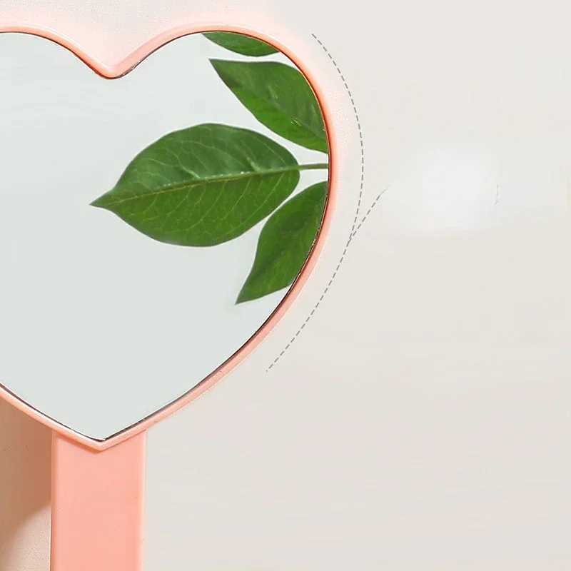 Eyelash Extension Handheld Makeup Mirror Heart Shape Makeup Vanity Mirror with Handle Hand Mirror SPA Salon Compact Mirrors Y240819