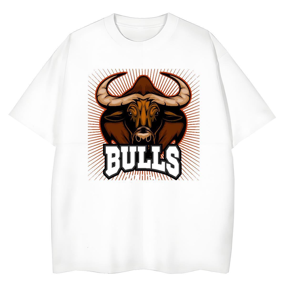 Soft T Shirts Men bull Breathable Short Sleeve Daily Outfit Custom Big Size 230g Cotton Men Tees Casual New Wear