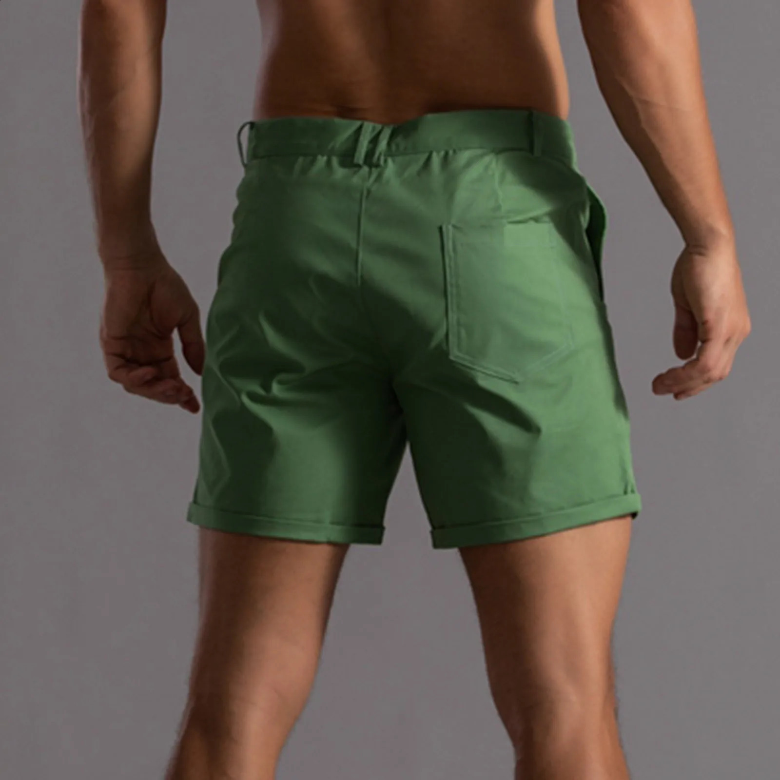 Mens summer solid color pants with pocket drawstring loose casual sports running straight shorts beach 2inch 240819