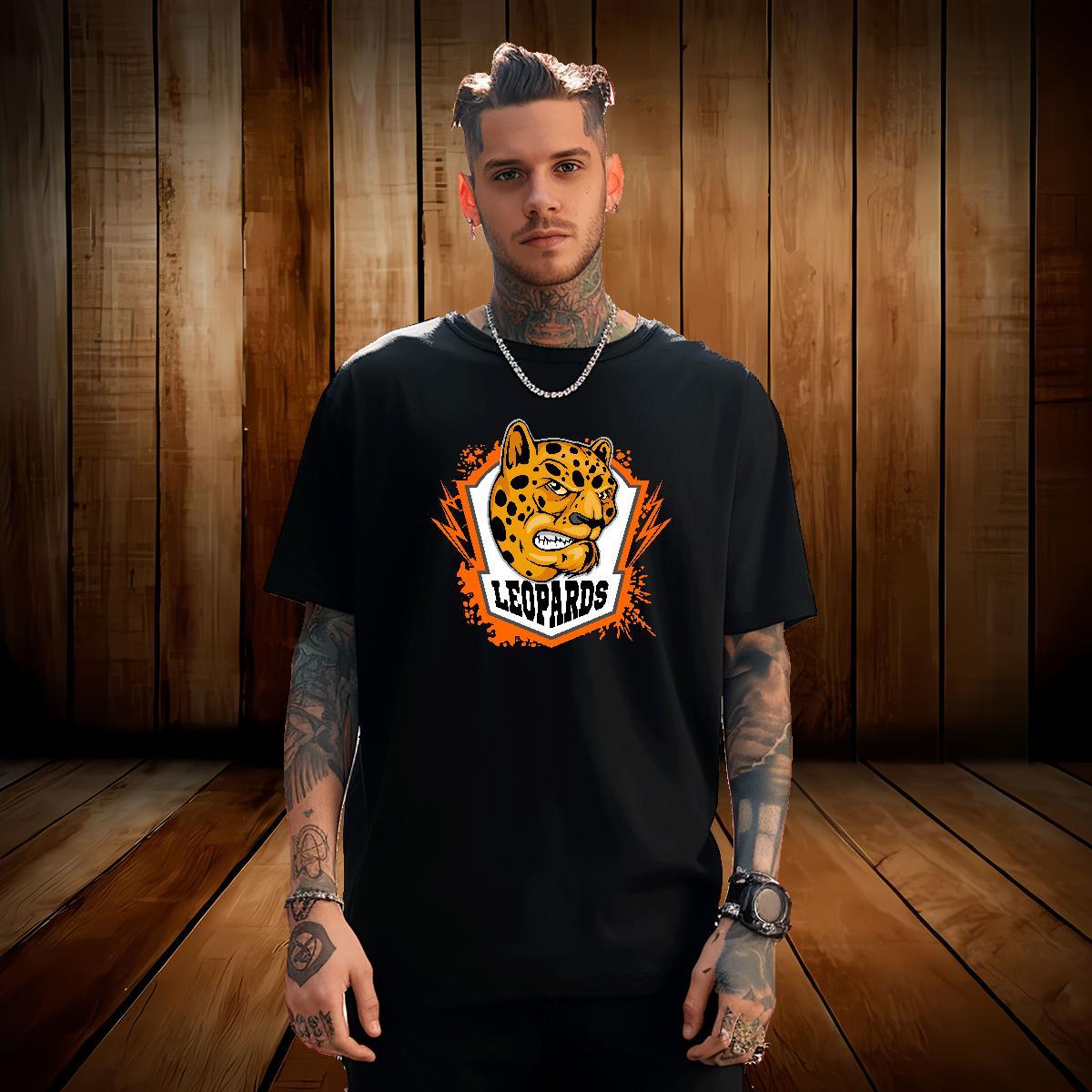 Loose Men T Shirts leopard O-Neck Short Sleeve Beach Anime 230g Pure Cotton Men Tees Designer Tops Shirt