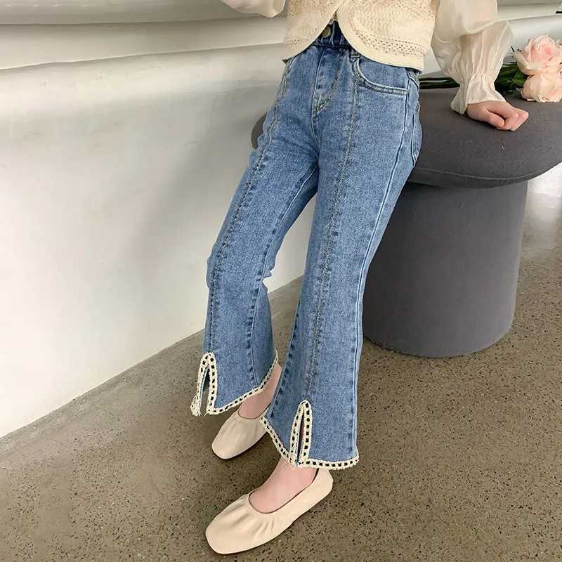 Girls Jeans 2024 Spring Fashion Comfortable Cute Cartoon Rabbit Pattern Jeans Suitable for Girls and Childrens Casual Clothing JeansW240819