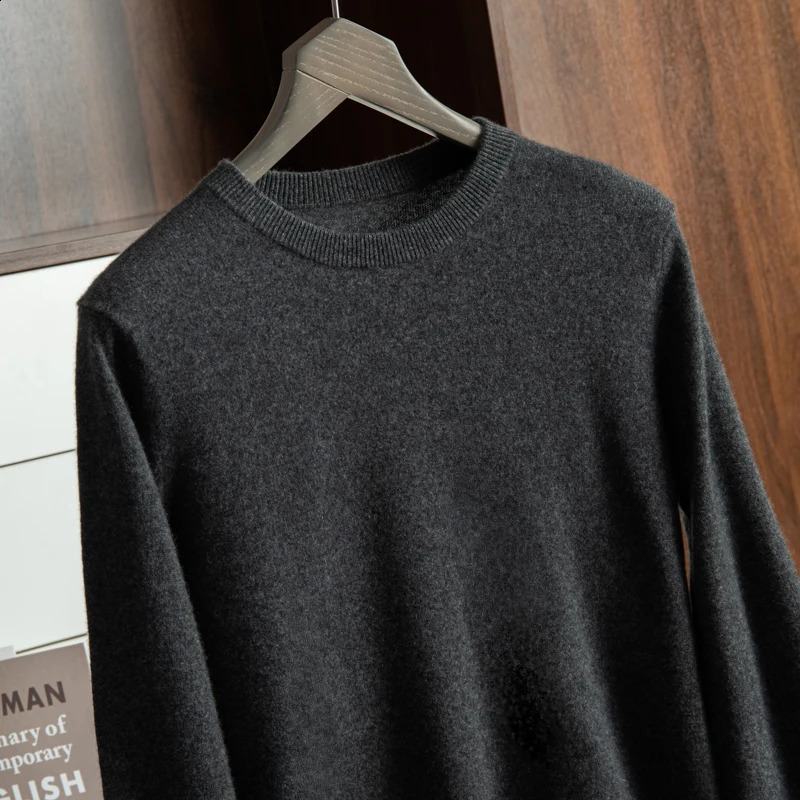 ZOCEPT High Quality 100% Cashmere Mens Sweater Winter Basic Round Neck Casual Soft Long Sleeve Jumping Knitted Pulling Flower 240819