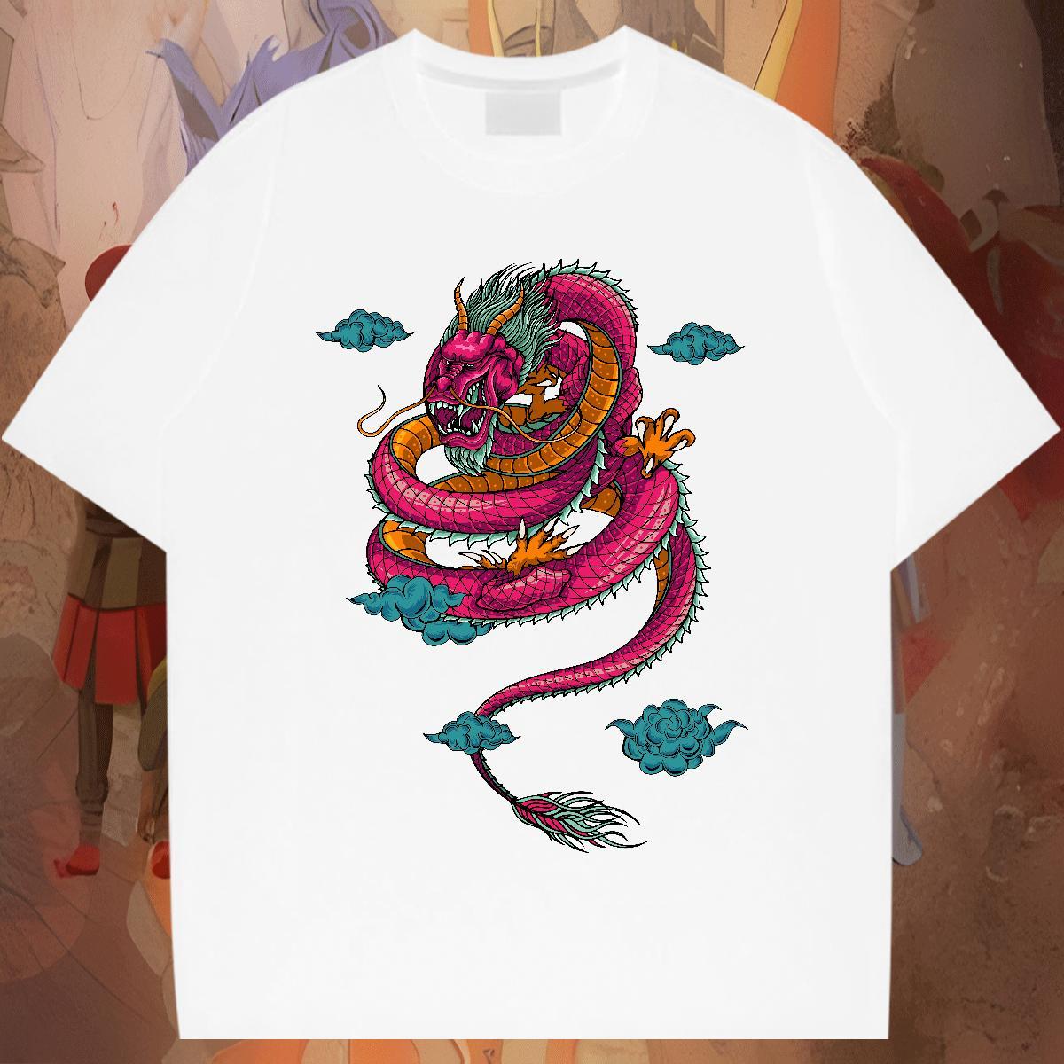 Loose Fit Mens Tshirts Sport 230g Cotton DIY Printed Breathable Short Sleeve dragon T Shirt For Man Factory Direct Tops Tees