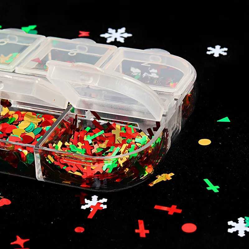 1Box Holographic Christmas Nail Sequins Snowflakes Tree Stars Iridescent Flake Nail Glitter Laser Sparkly Confetti GlitterXJ240815
