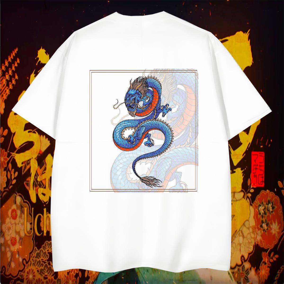 T-Shirts for Men 230g Pure Cotton fierce Street Casual Crew Neck Breathable Plus Size Cartoon Tshirts Fashion Soft Polos