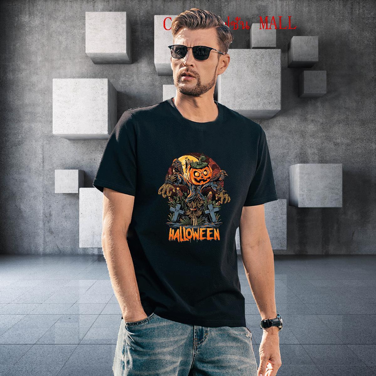 Wholesale T Shirt For Man halloween Breathable Short Sleeve Street Wear Anime Print 230g Cotton Mens Tshirts New Designer Tops Tees
