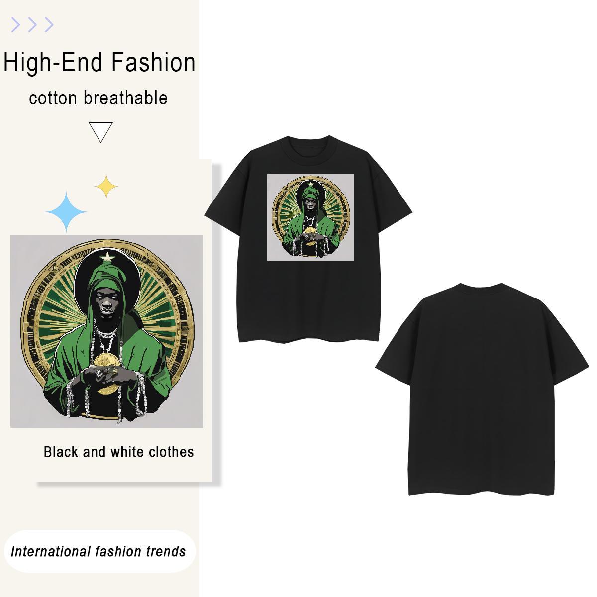 Loose Fit cash 100% Cotton 230g Tshirts Sports Casual Breathable Short Sleeve T shirt New Designer Cartoon Printing L-4XL Tees
