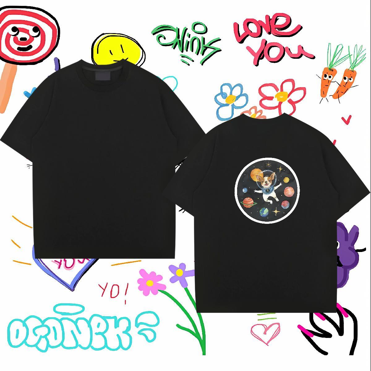 Classic Casual Men Tees dog Sport 230g Cotton Top Tees Breathable Crew Neck Free Shipping T-Shirts for Men DIY Anime