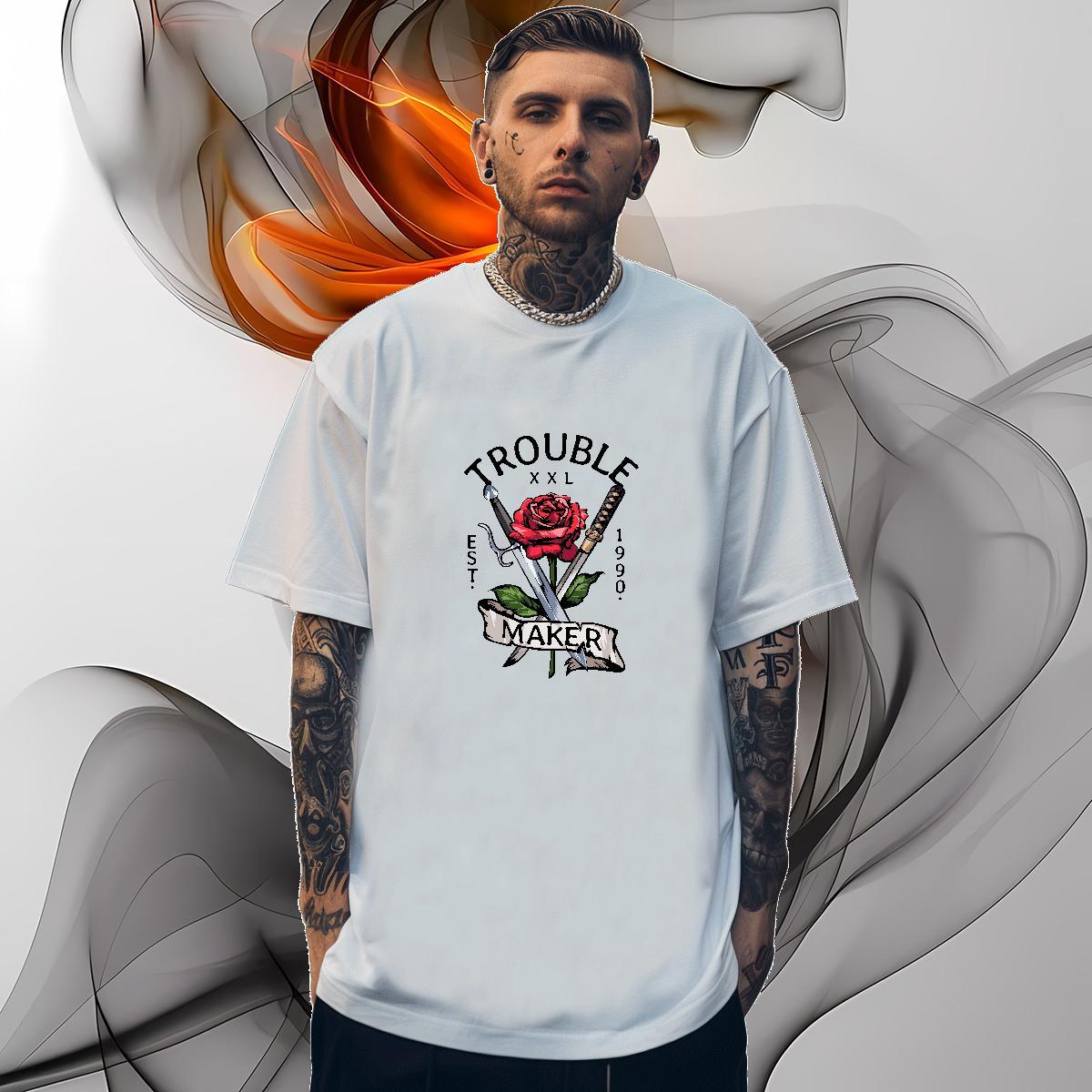 T-Shirts 230g 100% Cotton flower Casual O-Neck Short Sleeve Oversized Men Tshirts New Arrival Loose Tops