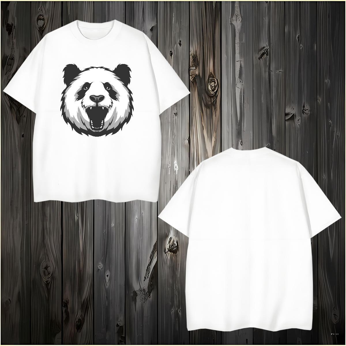 T Shirts Men 230g Pure Cotton panda Street wear Hip Hop Crew Neck Breathable Black Oversized Men Tees Brand Cool Tshirts