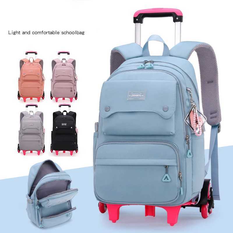 NEW Student School bag Rolling Backpack kids Trolley bag girl school backpack wheeled bag Multifunctional use Trolley backpack Y240820