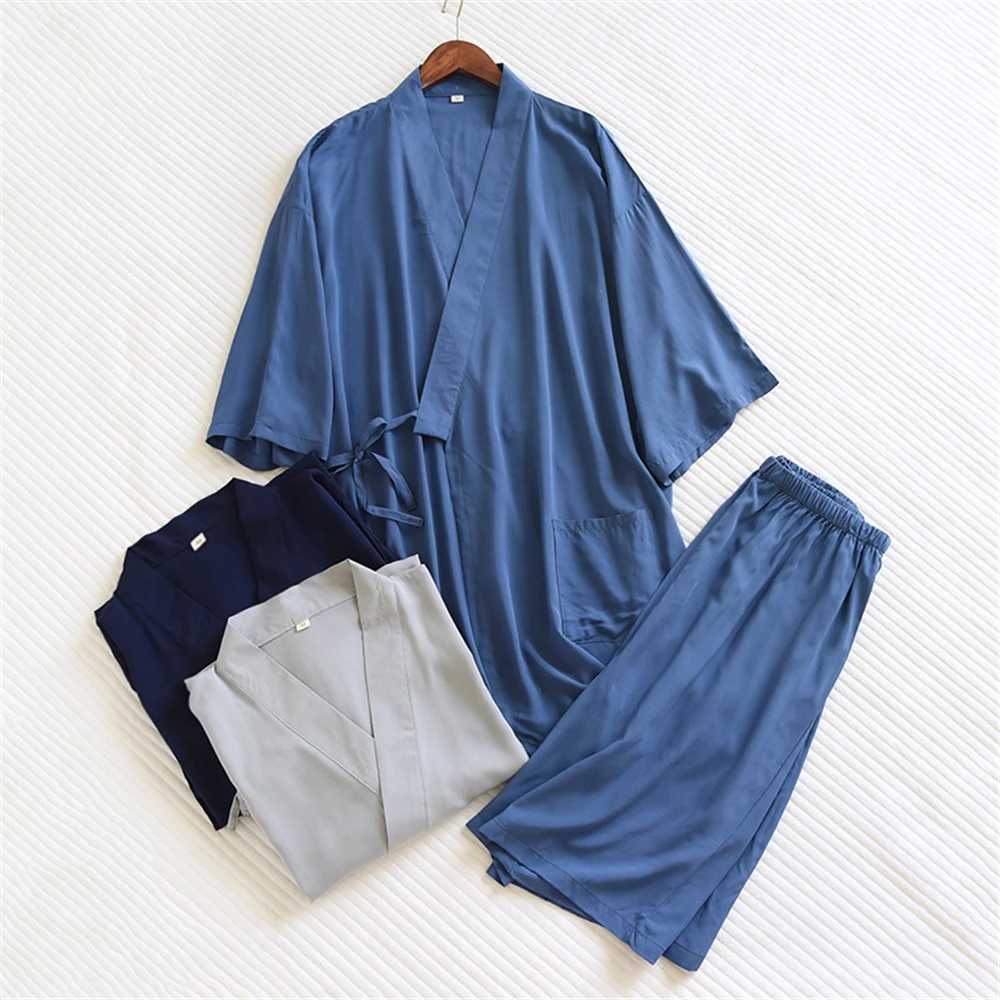 2022 New Traditional Japanese Pajama Set Adhesive Fiber Robe Shorts Cotton Kimono Pajamas Japanese Style Soft PajamasW240719