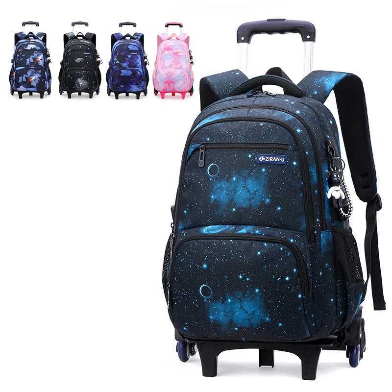 Children School bag with wheels school backpack On wheels School Trolley backpacks bags for boys wheeled School Rolling backpack Y240820