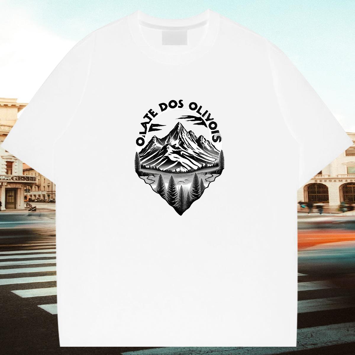 Free Shipping Men Tees Street 100% Cotton 230g Customized Breathable Crew Neck mountains T shirt Stylist Tees Shirts