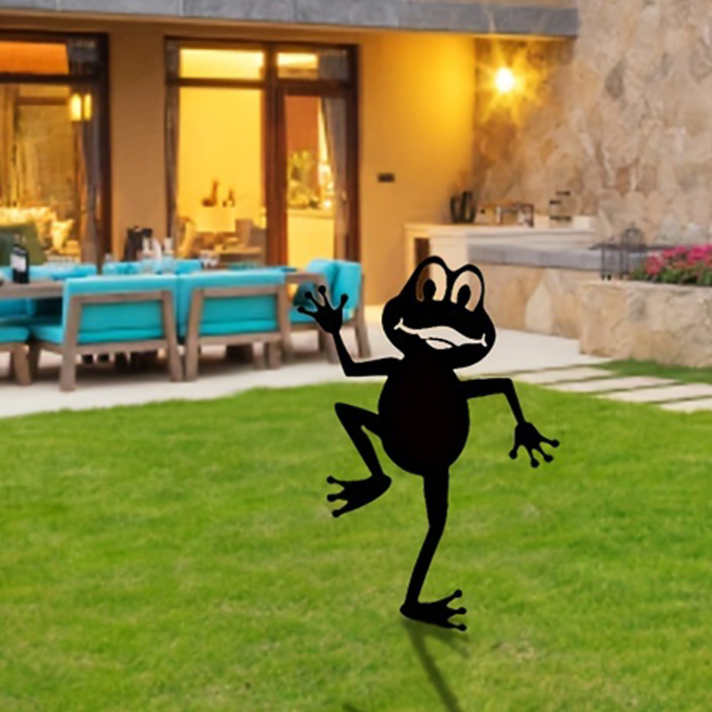 Garden Decor Frog Sign Black Frog Silhouette Statue Frog Silhouette