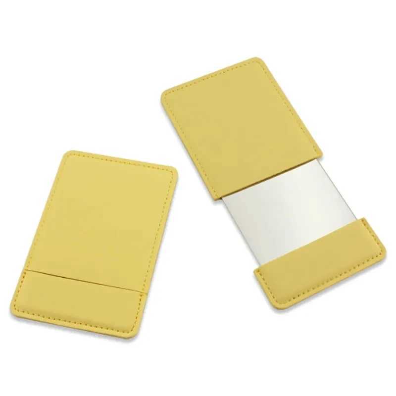 Ultra-thin Cosmetic Mirror Stainless Steel Shatter-Proof Portable PU Leather Sleeve Pocket Card Mirror Makeup Y240819