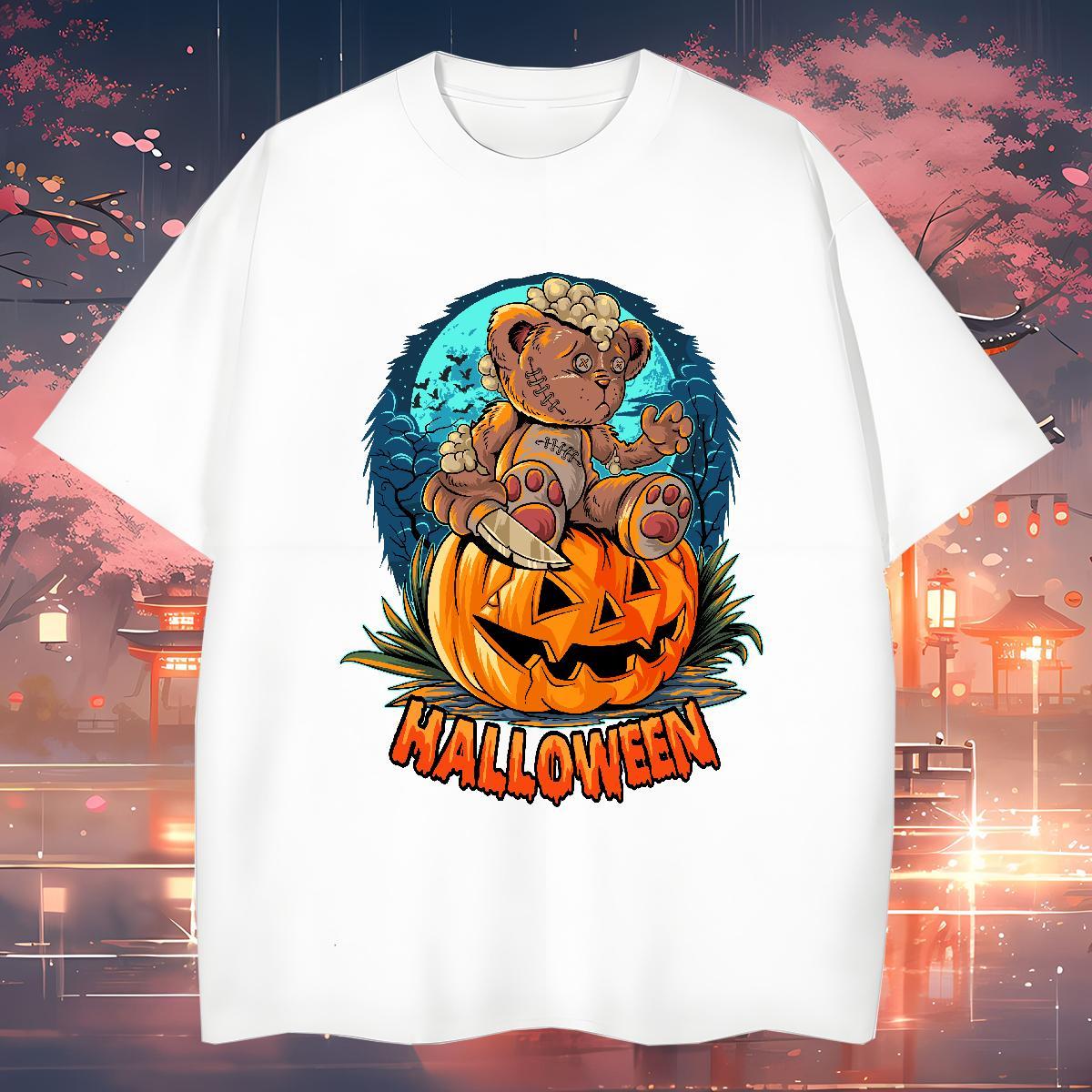 Soft T shirt pumpkin Breathable Crew Neck Summer Casual DIY Printed 230g 100% Cotton Men Tees New Tee Shirt