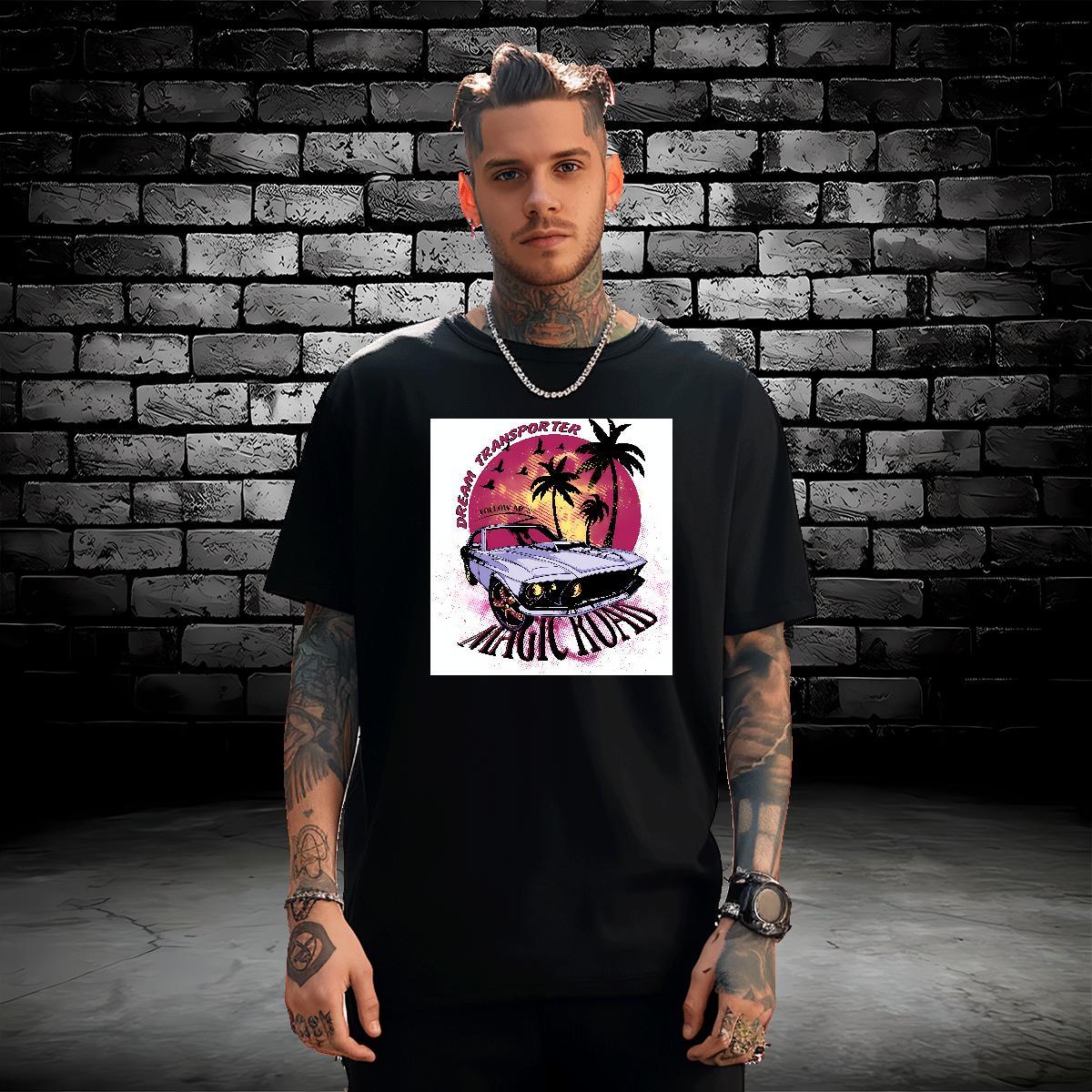 Cool Design beach 230g Pure Cotton Men Clothes T-Shirt Daily Wear Crew Neck Breathable T shirt Fashion Designer DIY Logo Oversized Polos