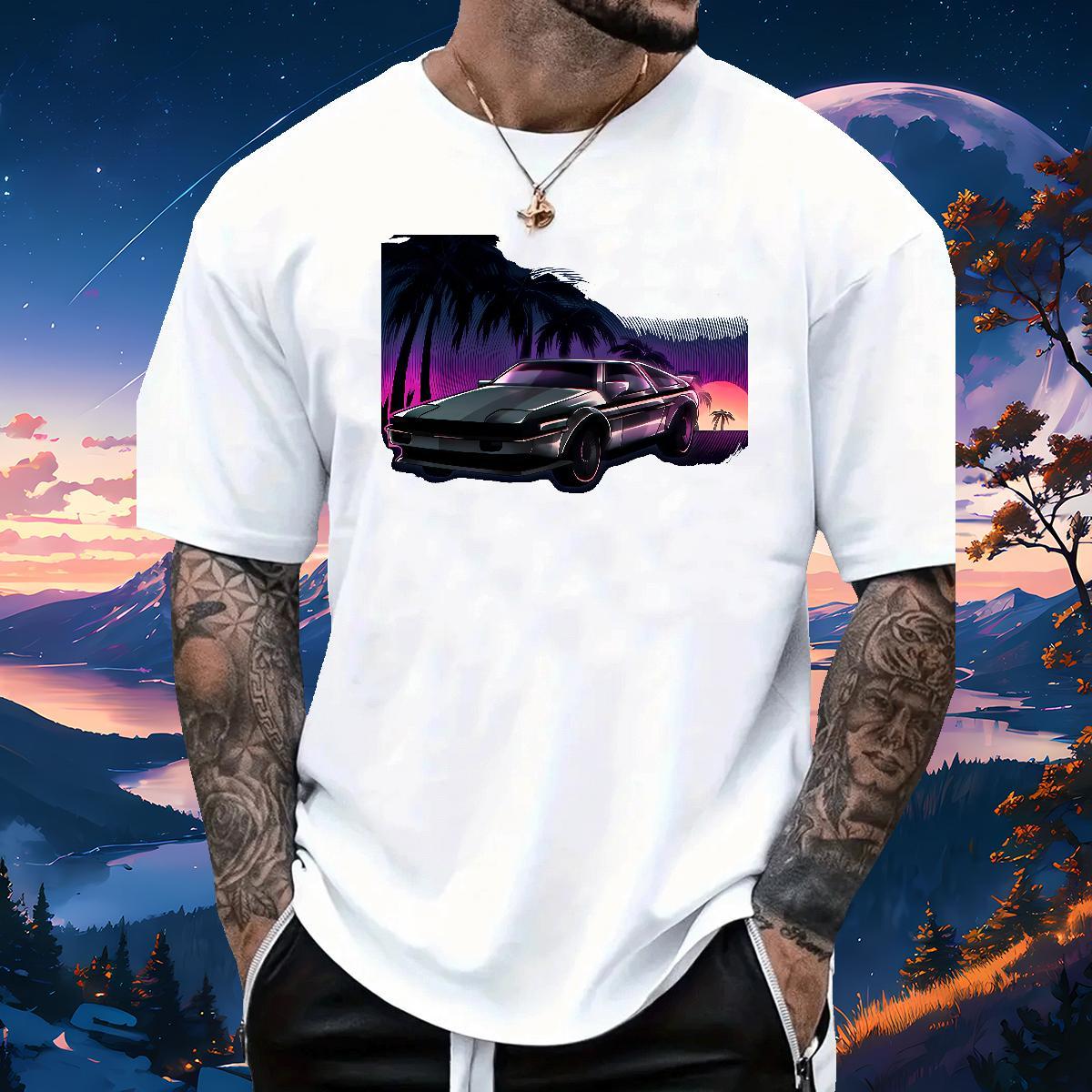 Loose Fit car 230g Cotton Tshirt for Man Woman Hip Hop Street Pure Cotton Mens T Shirts Classic Casual Custom Anime Polos
