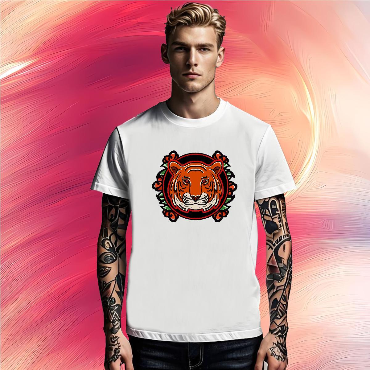 New Arrival Men Tees tiger Street 230g Cotton Tops Shirt Crew Neck Breathable Loose T Shirts Men Custom Printing