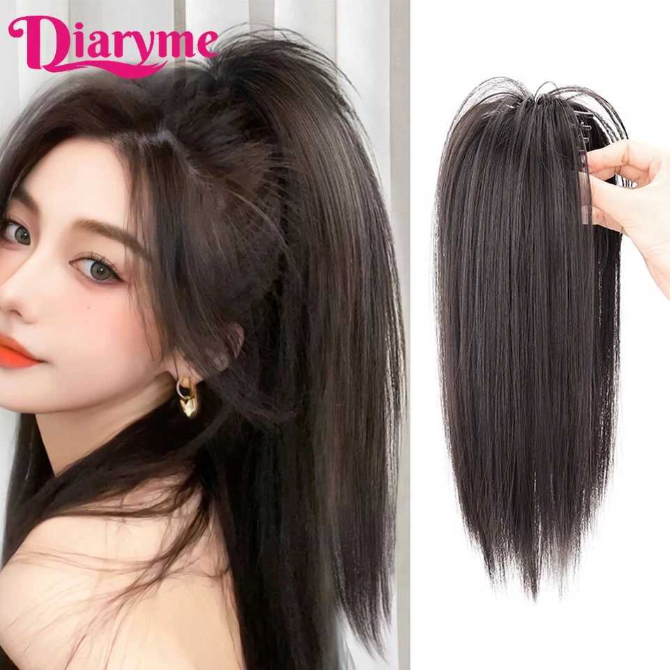 Ponytail wig womens synthetic long hair waterfall half series high ponytail claw clip ponytail wig girls natural fake sea W240817