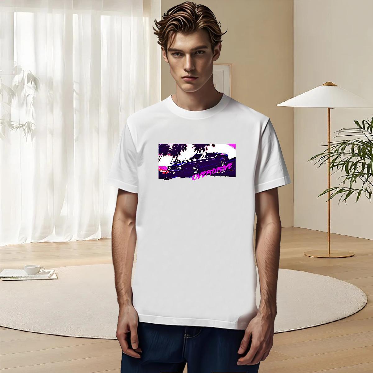 Classic Tshirt for Man Woman Casual Beach 100% Cotton 230g Plus Size Cartoon Crew Neck Breathable car Men T Shirts Fashion Design Tops Tees